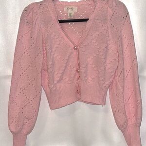 Jessica Simpson Pink Cropped Cardigan Sweater